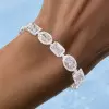 30ctw Multi-cut White Sapphire Halo Statement Bracelet