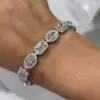 30ctw Multi-cut White Sapphire Halo Statement Bracelet