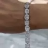 30ctw Multi-cut White Sapphire Halo Statement Bracelet
