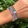 14ctw Baguette Cut Multicolor Sapphire Rainbow Bracelet