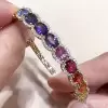 13ctw Oval Cut Multicolor Sapphire Rainbow Bangle