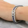 16ctw Round Cut Blue Sapphire Vintage Bracelet