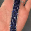 26ctw Princess Cut Blue Sapphire Four Row Statement Bracelet