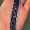26ctw Princess Cut Blue Sapphire Four Row Statement Bracelet
