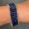 26ctw Princess Cut Blue Sapphire Four Row Statement Bracelet