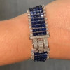 26ctw Princess Cut Blue Sapphire Four Row Statement Bracelet