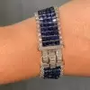 26ctw Princess Cut Blue Sapphire Four Row Statement Bracelet
