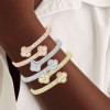 5ctw Baguette Cut White Sapphire Bypass Clover Bangle