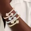5ctw Baguette Cut White Sapphire Bypass Clover Bangle