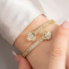 5ctw Baguette Cut White Sapphire Bypass Clover Bangle