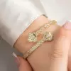 5ctw Baguette Cut White Sapphire Bypass Clover Bangle