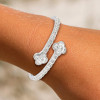 5ctw Baguette Cut White Sapphire Bypass Clover Bangle