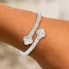 5ctw Baguette Cut White Sapphire Bypass Clover Bangle