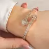 5ctw Baguette Cut White Sapphire Bypass Clover Bangle