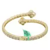 5ctw Baguette Cut White Sapphire Bypass Clover Bangle