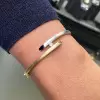 Round Cut Two Tone Matte Bypass Bangle