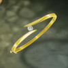 Bezel Set Round Cut Simple Modern Bypass Bangle