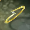 Bezel Set Round Cut Simple Modern Bypass Bangle