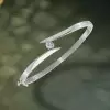 Bezel Set Round Cut Simple Modern Bypass Bangle