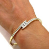 2ctw Round Cut Gold Tone Bypass Bangle Bracelet