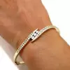 2ctw Round Cut Gold Tone Bypass Bangle Bracelet