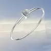 5ct Asscher Cut White Sapphire Simple Bypass Bangle