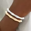 Channel Set White Sapphire Matte Bamboo Bangle