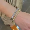 Channel Set White Sapphire Matte Bamboo Bangle