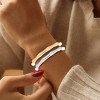 Channel Set White Sapphire Matte Bamboo Bangle