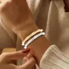 Channel Set White Sapphire Matte Bamboo Bangle