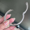 13MM Black Pearl White Sapphire Paved Split Shank Bangle 