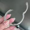 13MM Black Pearl White Sapphire Paved Split Shank Bangle 