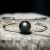 13MM Black Pearl White Sapphire Paved Split Shank Bangle 