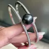 13MM Black Pearl White Sapphire Paved Split Shank Bangle 