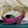 Blue Sapphire Or Ruby Paved Two Tone Square Bangle