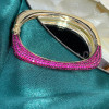 Blue Sapphire Or Ruby Paved Two Tone Square Bangle