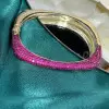 Blue Sapphire Or Ruby Paved Two Tone Square Bangle