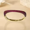 Blue Sapphire Or Ruby Paved Two Tone Square Bangle