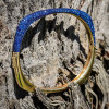 Blue Sapphire Or Ruby Paved Two Tone Square Bangle