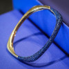Blue Sapphire Or Ruby Paved Two Tone Square Bangle