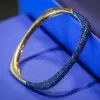 Blue Sapphire Or Ruby Paved Two Tone Square Bangle