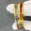 16ctw Emerald Cut Multicolor Sapphire Rainbow Bangle