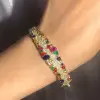 10ctw Multicolor Sapphire Clustered Rainbow Bangle
