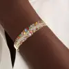 10ctw Multicolor Sapphire Clustered Rainbow Bangle