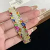 10ctw Multicolor Sapphire Clustered Rainbow Bangle