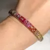 6ctw Round Cut Multicolor Sapphire Paved Rainbow Bangle