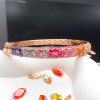 6ctw Round Cut Multicolor Sapphire Paved Rainbow Bangle