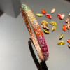 6ctw Round Cut Multicolor Sapphire Paved Rainbow Bangle