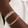 6ctw Round Cut Multicolor Sapphire Paved Rainbow Bangle