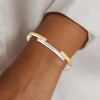 Bezel Set White Sapphire Modern Simple Bangle